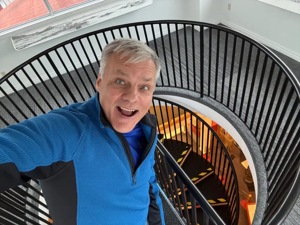 Cool interior staircase leading to the tower of the museum