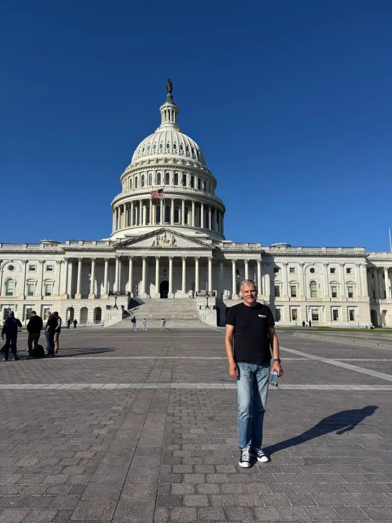 In front of the Capitol building