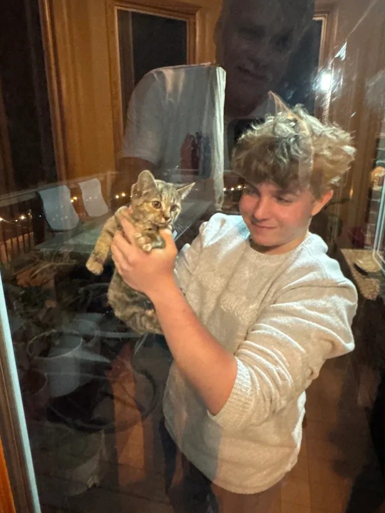 The tiger holding Adi. The reflection in the window isn’t a ghost, it’s me taking the pic